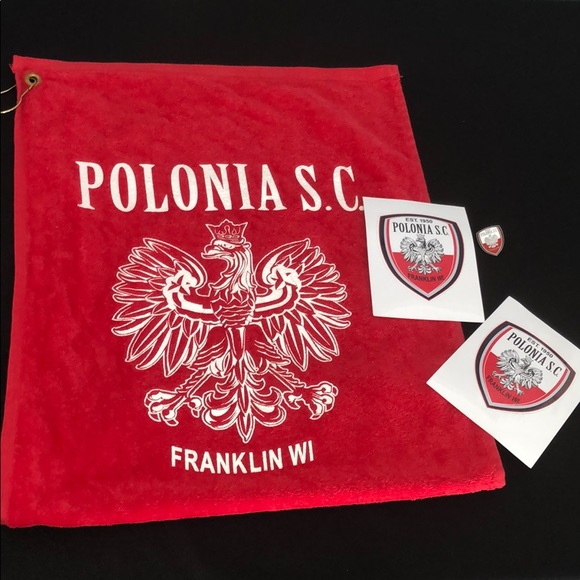 Polonia Soccer Golf Towel, window decal & pin - Picture 1 of 6